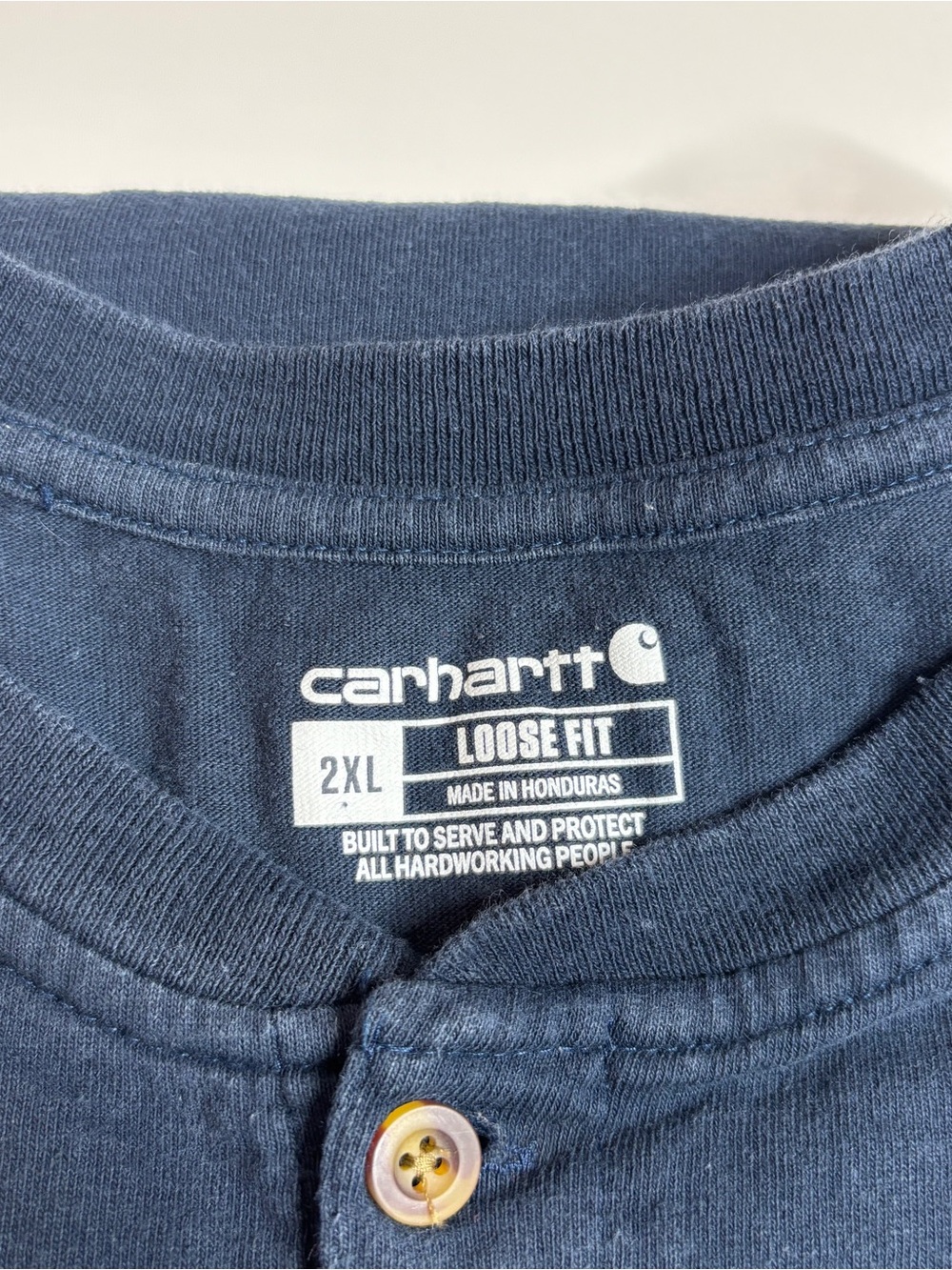 Carhartt Workwear Utility Streetwear Oversized Blue Henley Pocket Tee 2XL - Picture 2 of 6